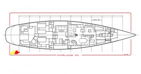 The general interior arrangement drawing was unique because it had two saloon areas joined in a split-level type arrangement. The detailed design work for the interior joinery was designed by Deutsch designer, Peter Sjim. 
